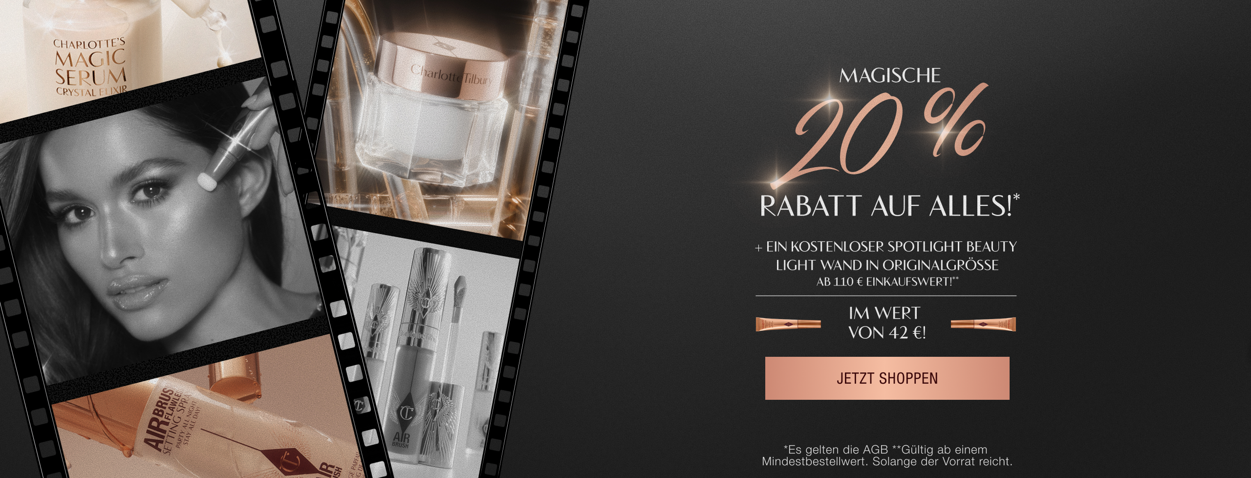 Magische 20 % Rabatt auf alles!*  + EIN KOSTENLOSER SPOTLIGHT BEAUTY LIGHT WAND IN ORIGINALGRÖSSE AB 110 € EINKAUFSWERT!** Im Wert von 42 €!