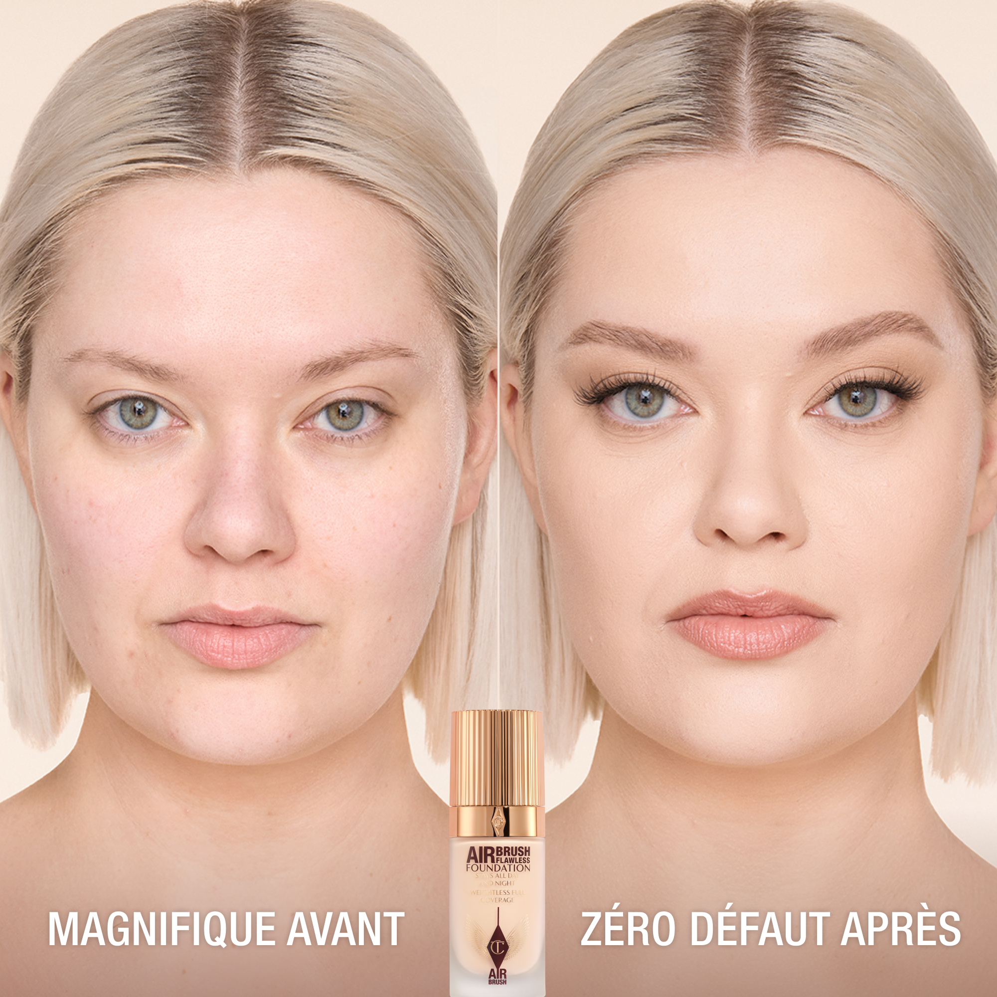 AVANT ET APRÈS DU AIRBRUSH FLAWLESS FOUNDATION teinte 2 NEUTRAL (neutre)