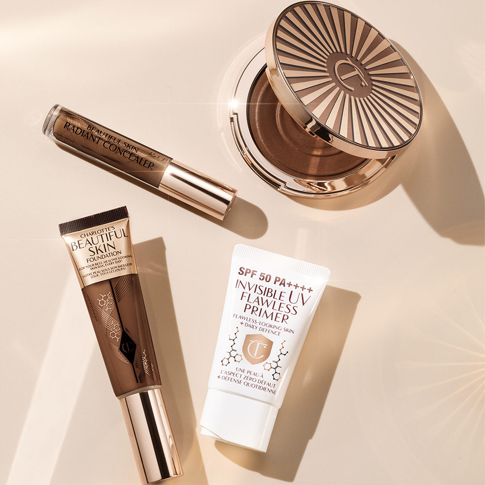 Radiant makeup products including Beautiful Skin foundation, concealer, bronzer and SPF primer
