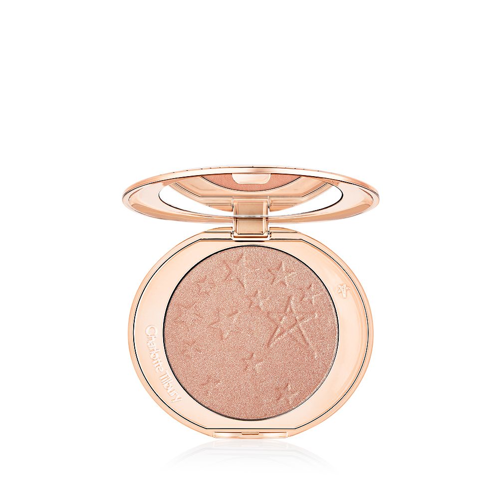 Confezione di Hollywood Glow Glide Face Architect Highlighter in Pillow Talk Glow per il blog