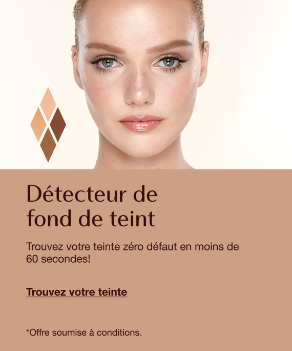Foundation Shade Finder featuring a close-up of a person’s face with flawless makeup and foundation swatches, with text inviting users to find their perfect foundation shade in under 60 seconds.