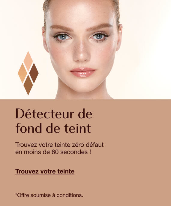 Foundation Shade Finder featuring a close-up of a person’s face with flawless makeup and foundation swatches, with text inviting users to find their perfect foundation shade in under 60 seconds.