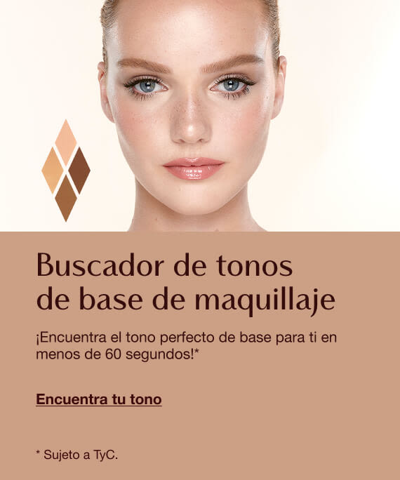 Foundation Shade Finder featuring a close-up of a person’s face with flawless makeup and foundation swatches, with text inviting users to find their perfect foundation shade in under 60 seconds.