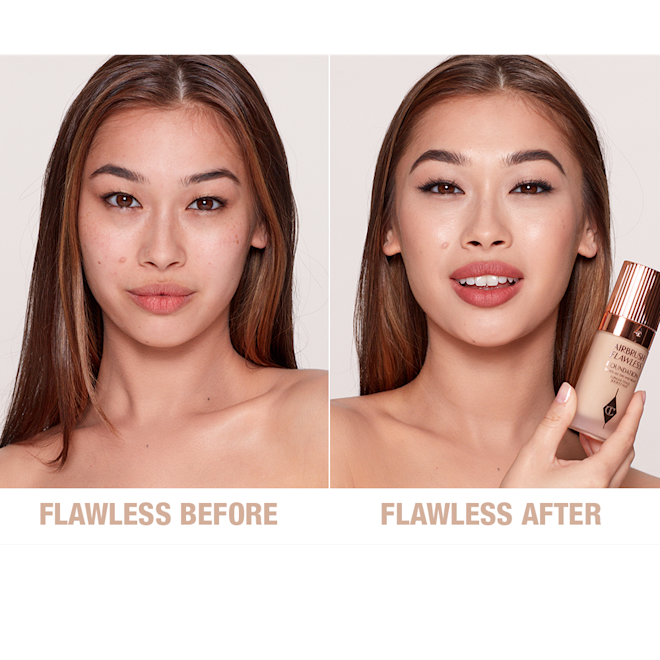 Airbrush Flawless Foundation 5.5 neutral before and after Airbrush Flawless Foundation 5.5 neutral before and after