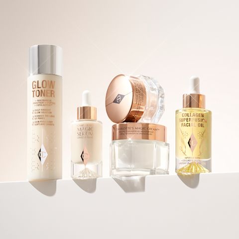 Cinq produits de la routine de soin du visage du soir de Charlotte 