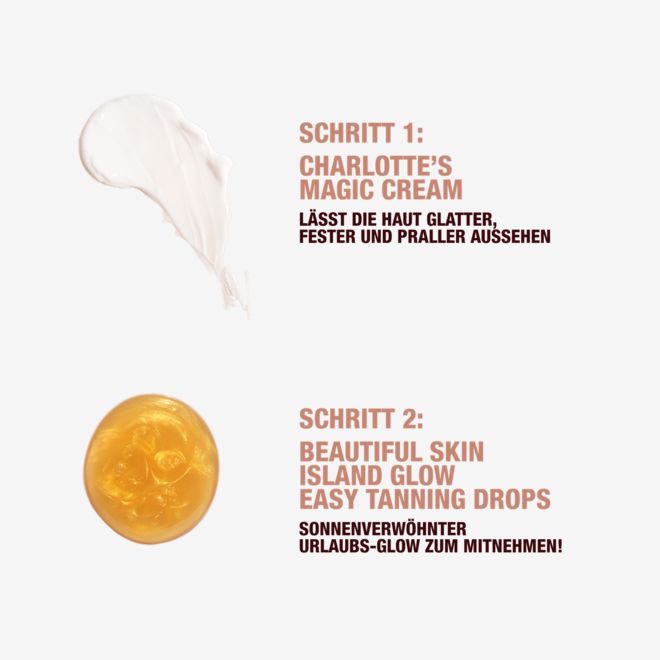 DE GLOWDROPS+MC-ROUTINE Beautiful Skin Island Glow Drops and Magic Cream swatch