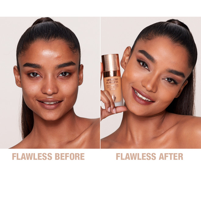 Airbrush Flawless Foundation 10 Warm Before and After