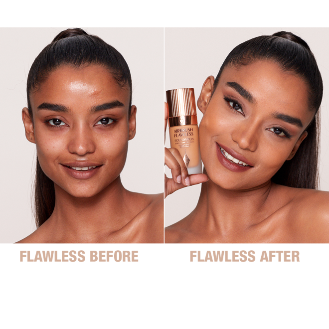 Airbrush Flawless Foundation 10 Warm Before and After