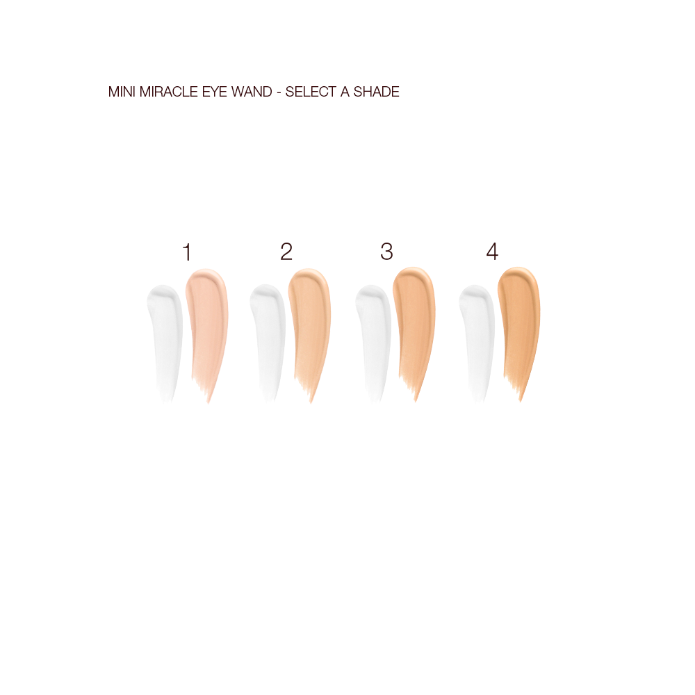Swatches of double-sided concealer in four different shades for fair, light, medium, and deep skin tones.