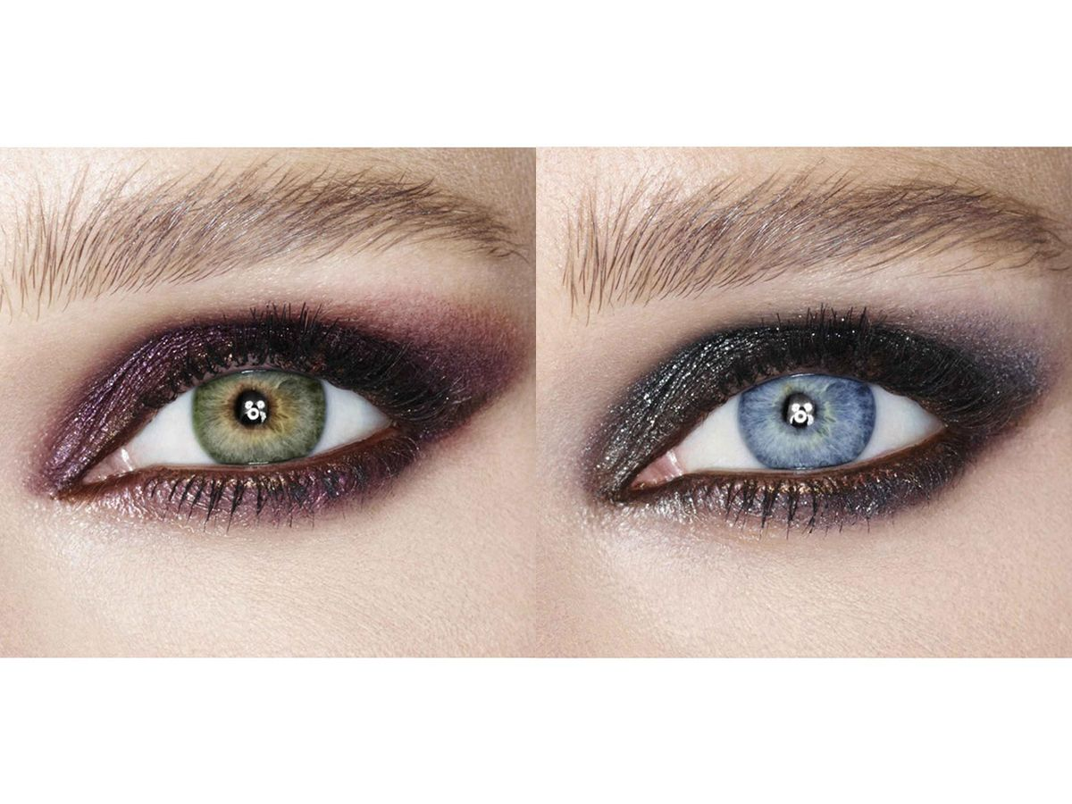 rich violet for green eyes, or silver black glitter for blue eyes