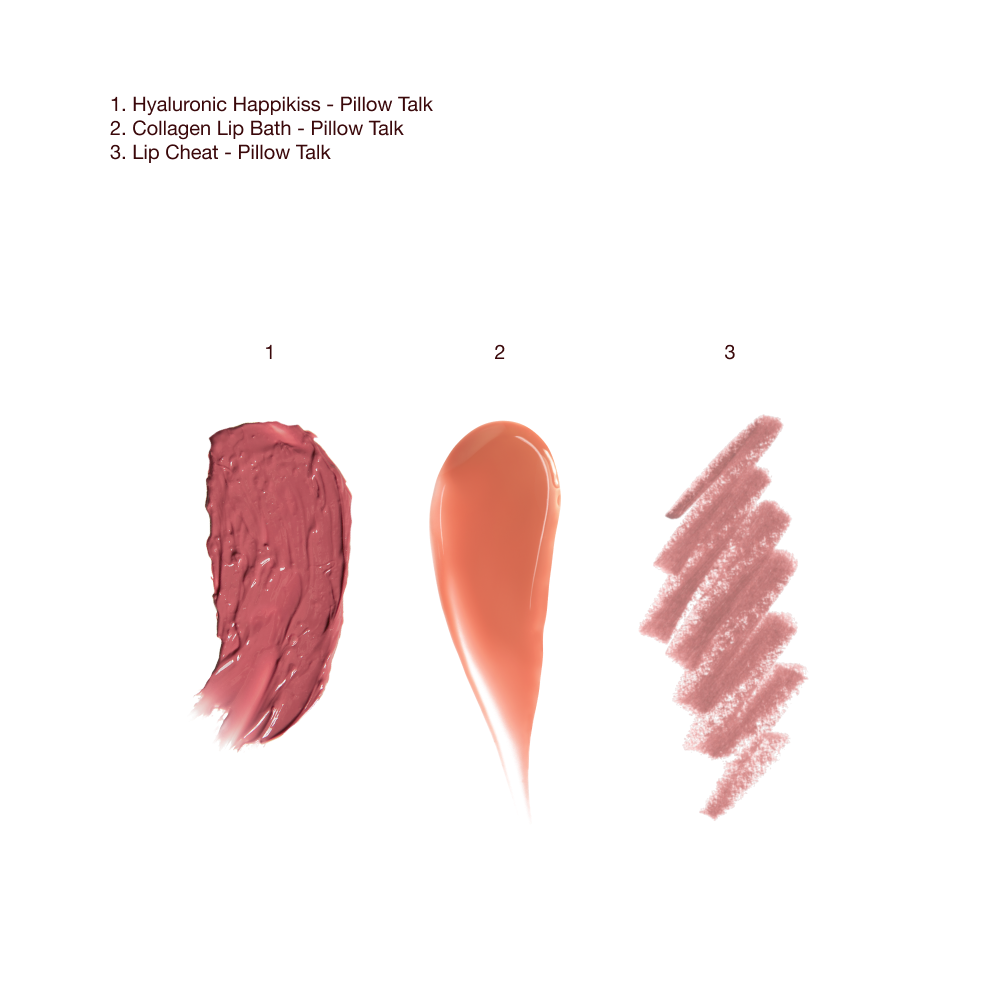 Collagen Kiss Lip Kit: Lip Balm, Lip Liner + Lip Gloss Trio Swatch