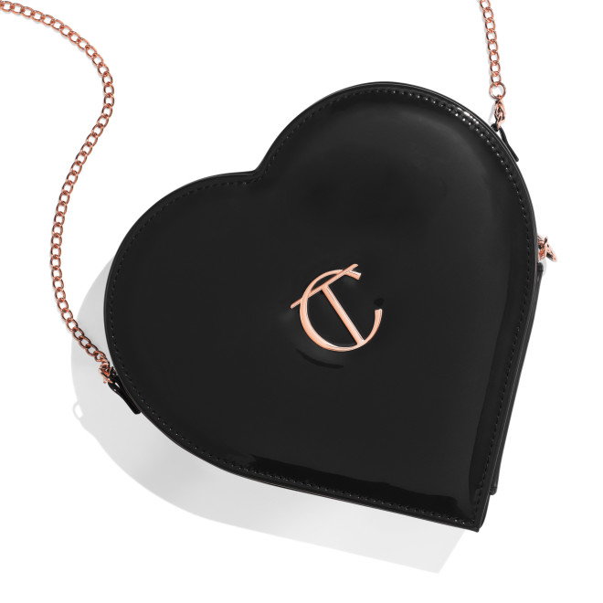 Charlotte's heart shaped bag in black - closed