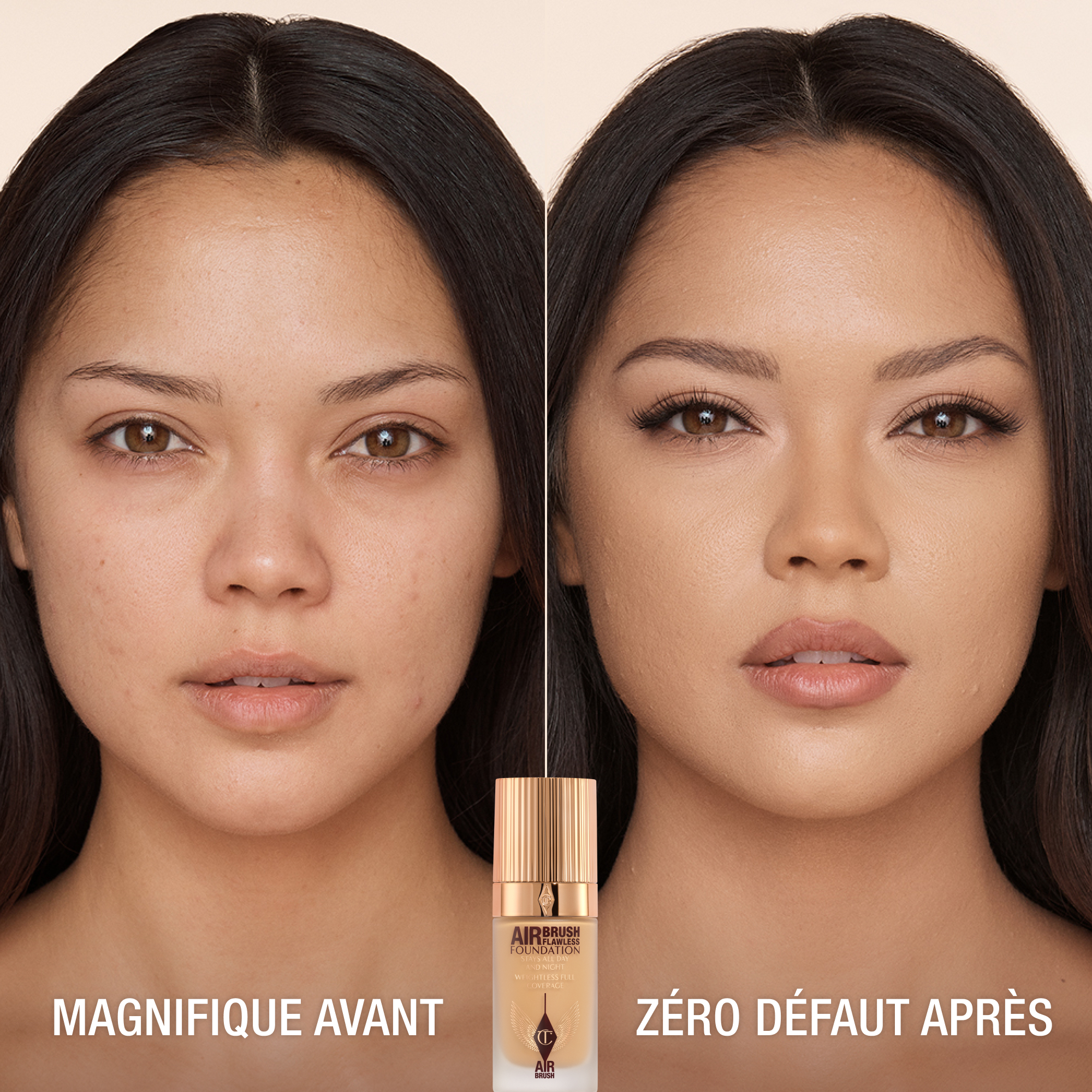 AIRBRUSH FLAWLESS FOUNDATION AVANT ET APRÈS teinte 7 Neutral (Neutre)