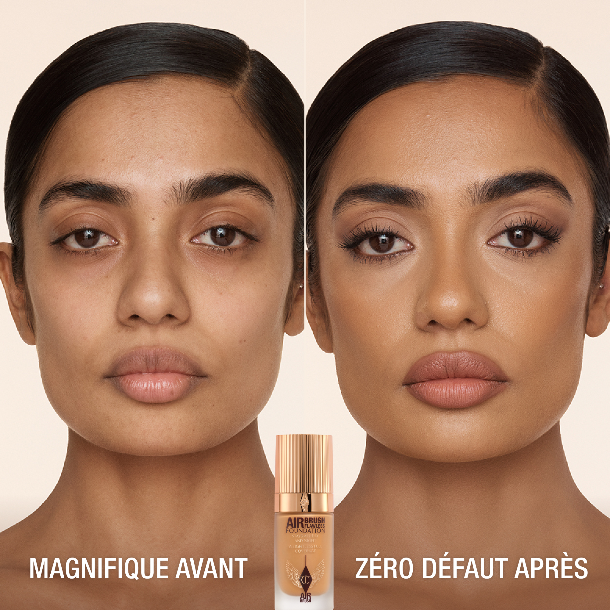 AIRBRUSH FLAWLESS FOUNDATION AVANT ET APRÈS teinte 9 Neutral (Neutre)