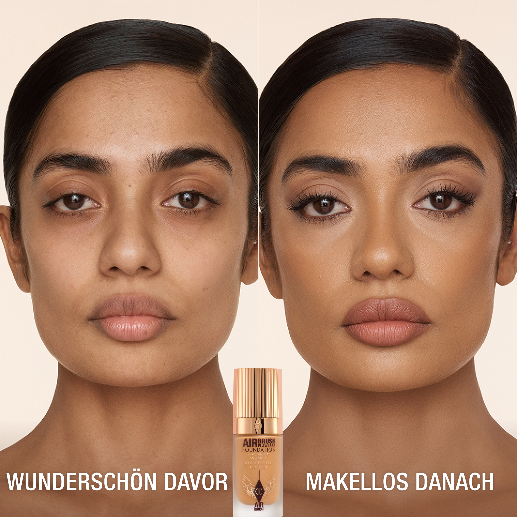 AIRBRUSH FLAWLESS FOUNDATION 9 Neutral, VORHER UND NACHHER