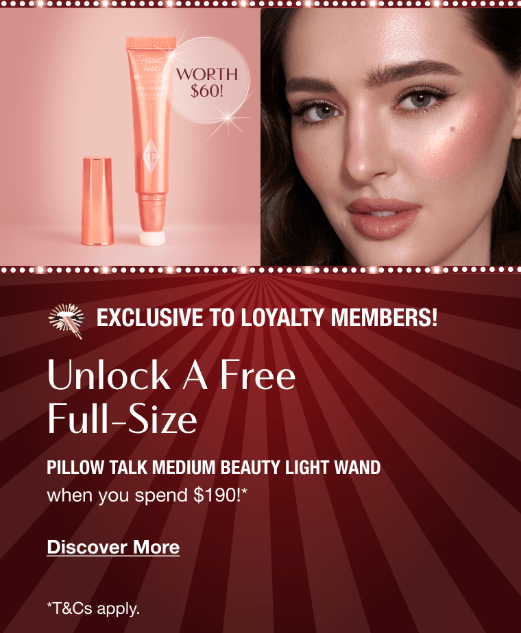 Exclusive To Loyalty Members!  UNLOCK A FREE FULL-SIZE  PILLOW TALK MEDIUM BEAUTY LIGHT WAND