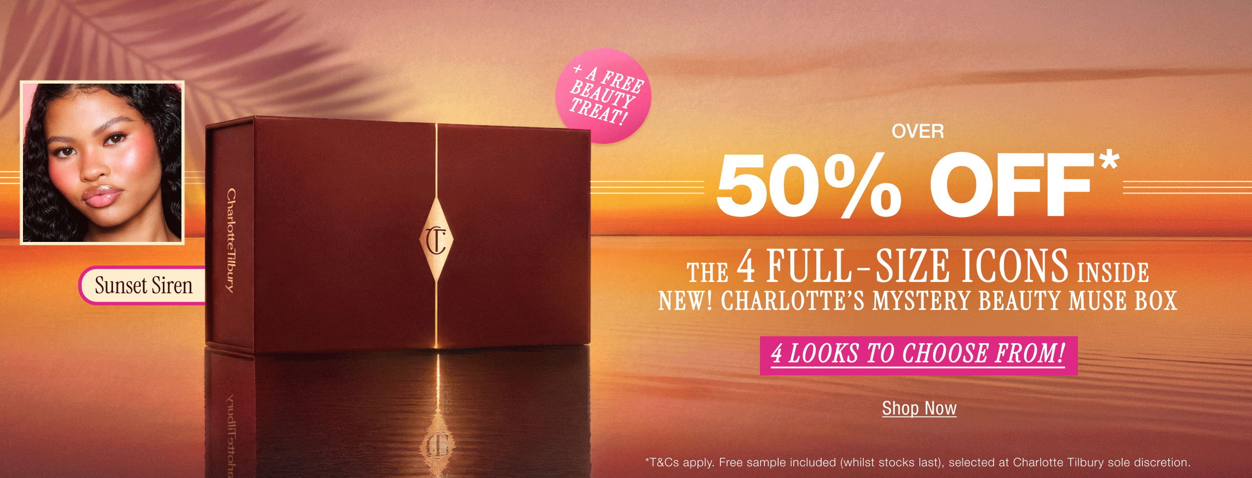Over 50% Off*   The 4 Full-Size Icons Inside  NEW! Charlotte’s Mystery Beauty Muse Box   4 Looks To Choose From! + A Free Beauty Sample!