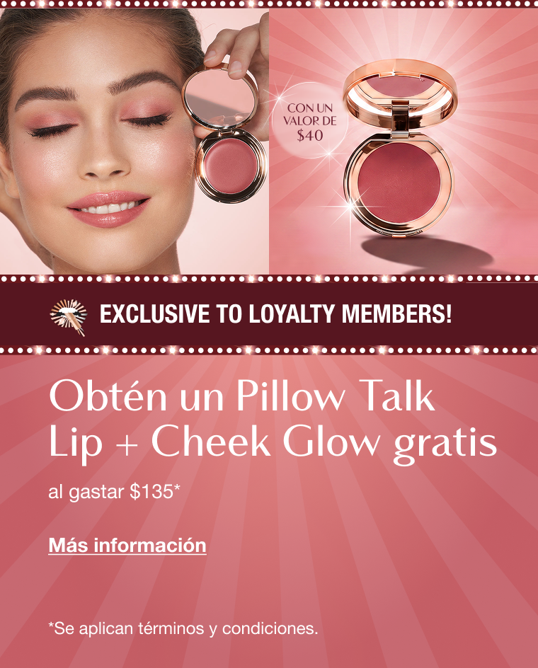¡En exclusiva para participantes del programa de fidelidad! Obtén un Pillow Talk Lip + Cheek Glow gratis
