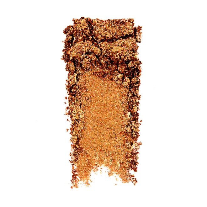 Swatch of an iridescent orange-gold eyeshadow with very fine shimmer. 