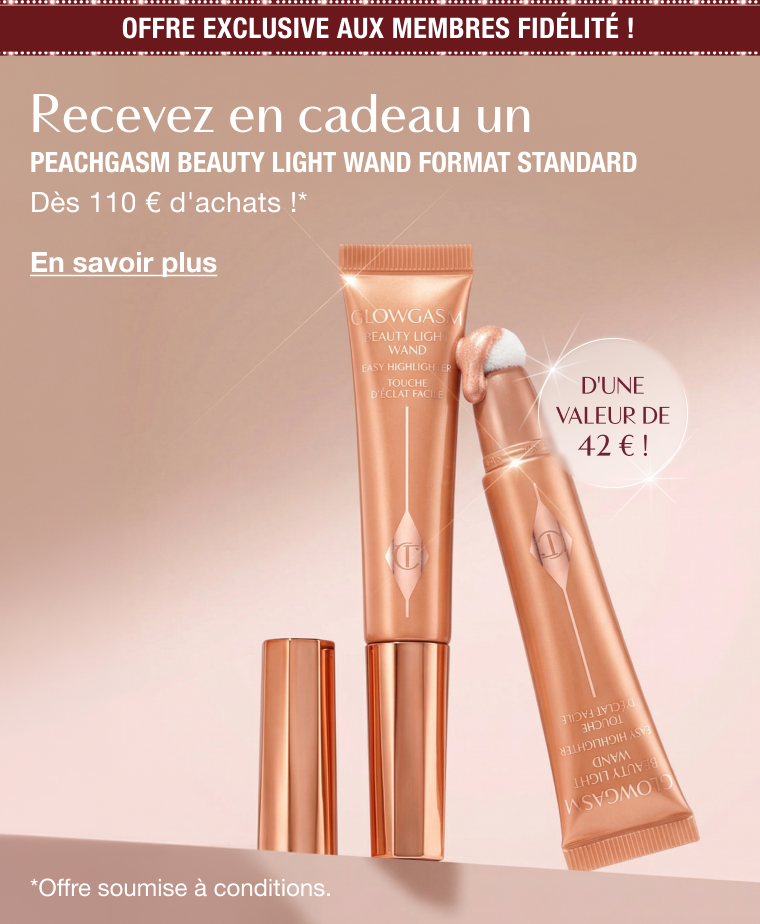 Offre exclusive aux membres fidélité !  RECEVEZ EN CADEAU UN PEACHGASM BEAUTY LIGHT WAND FORMAT STANDARD