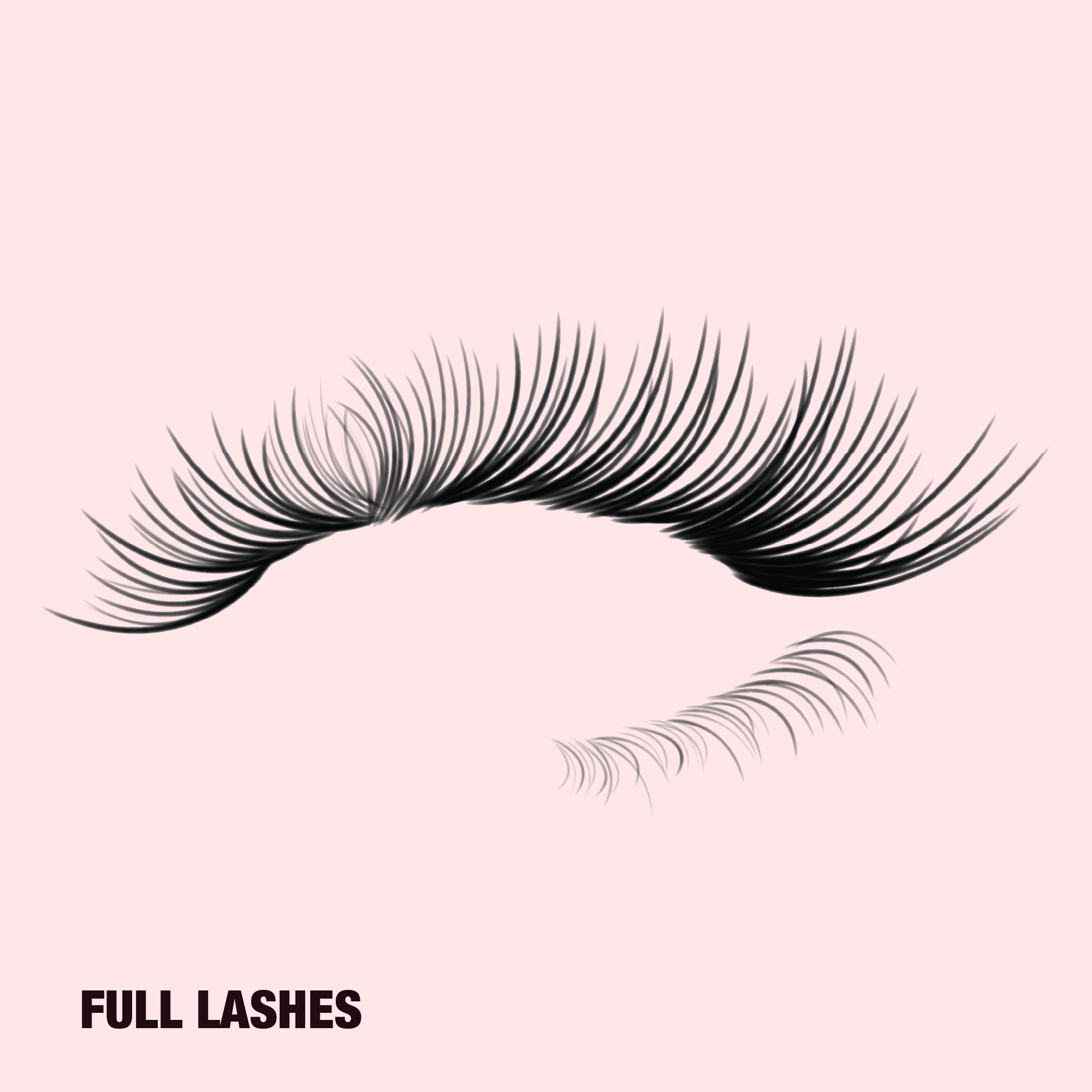 Full eyelashes with a voluminous, fanned-out look