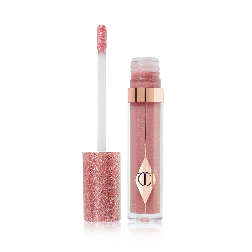 pink shiny lip gloss