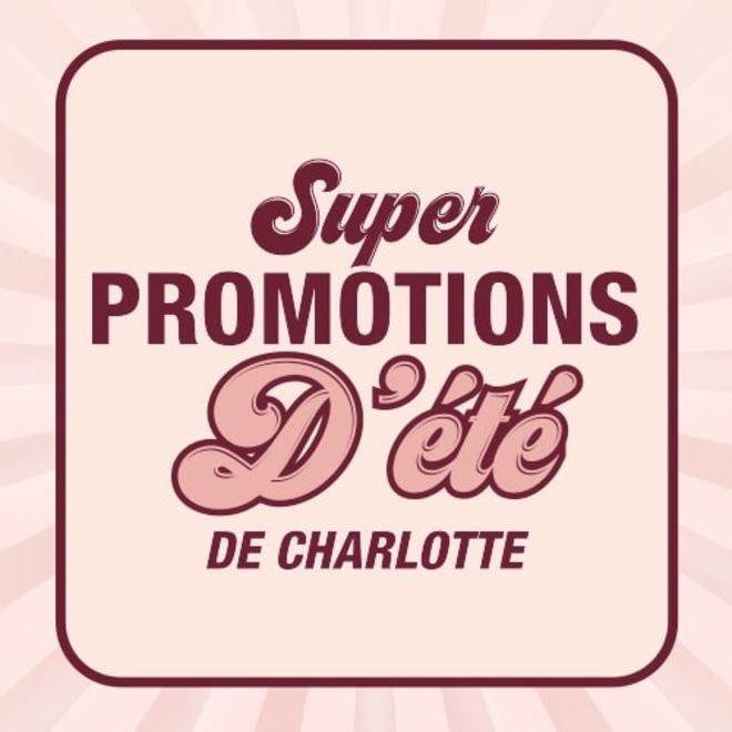Charlotte's Big Summer Sale banner Pink-coloured banner with text that reads, 'Charlotte's Big Summer Sale'