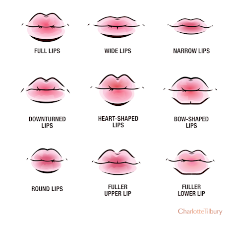 Graphic showing 9 different types of lip shape