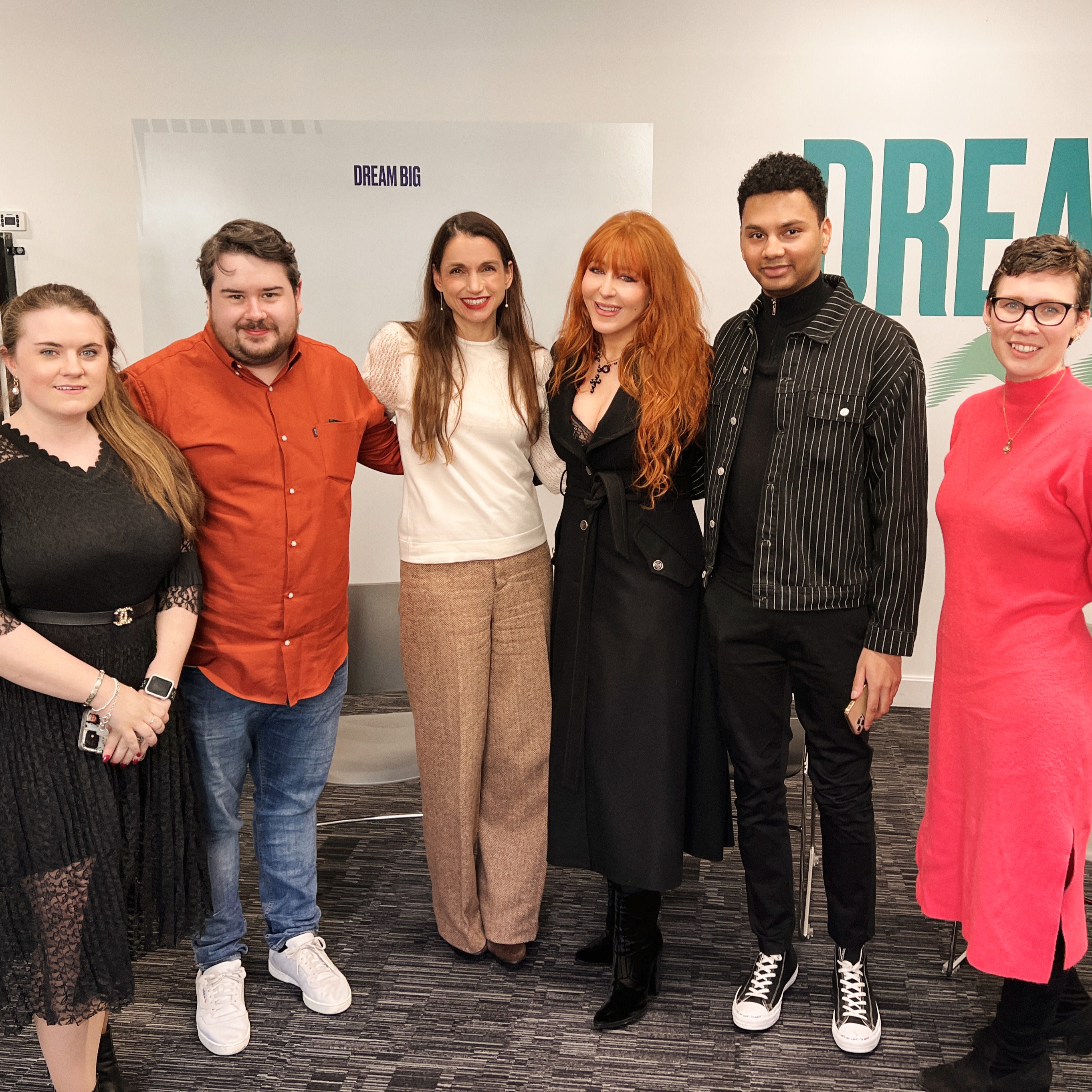 Charlotte Tilbury with a group of people from The Prince Trust organisation.