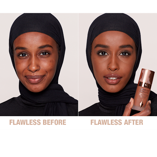 Airbrush Flawless Foundation 14 Warm Before and After Airbrush Flawless Foundation 14 Warm Before and After