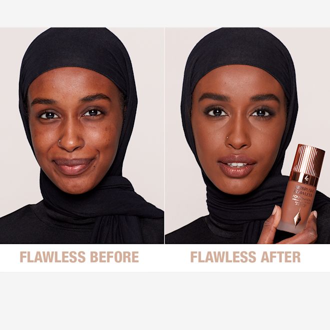 Airbrush Flawless Foundation 14 Warm Before and After Airbrush Flawless Foundation 14 Warm Before and After