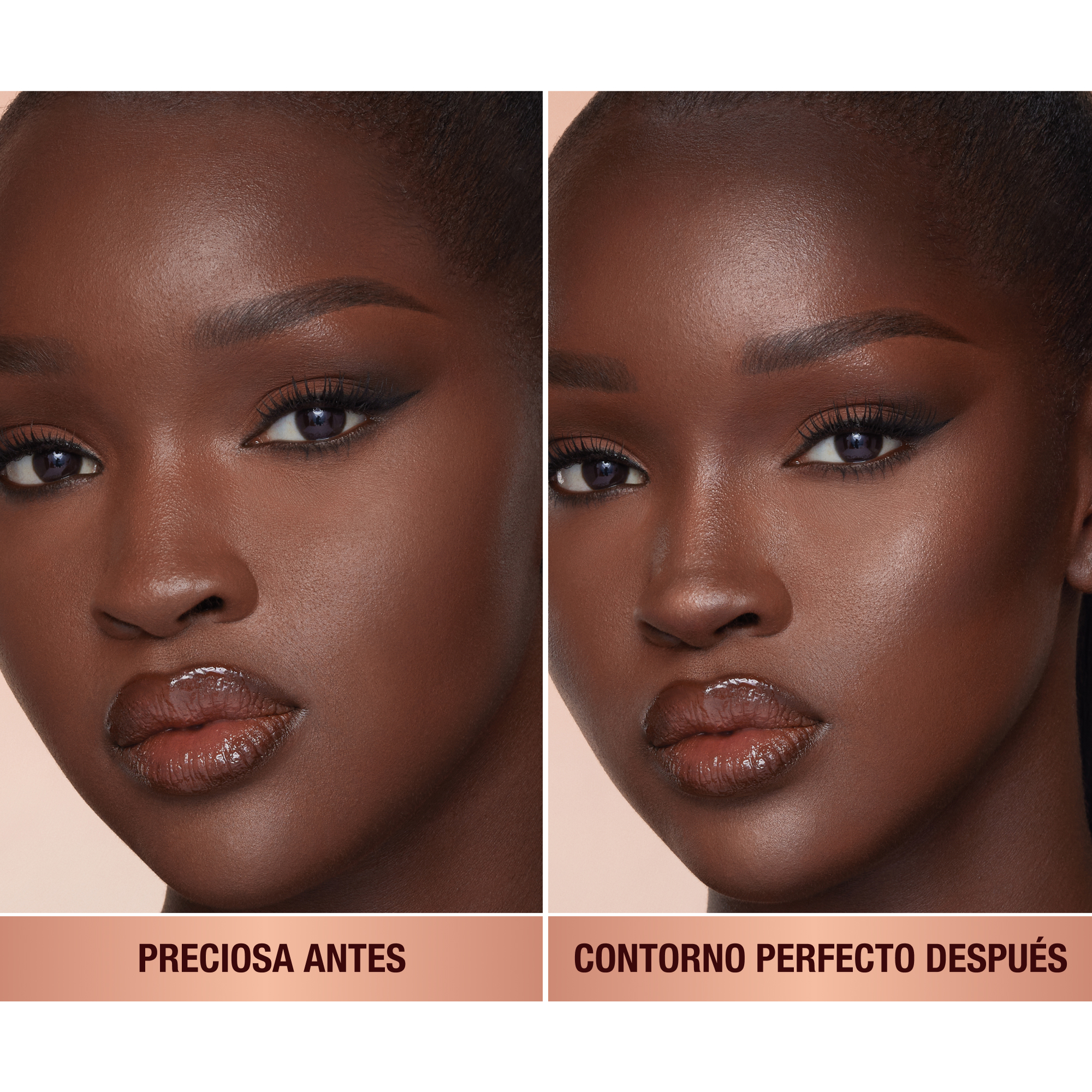 Model wearing Hollywood Contour Wand Easy Liquid Contour - Deep