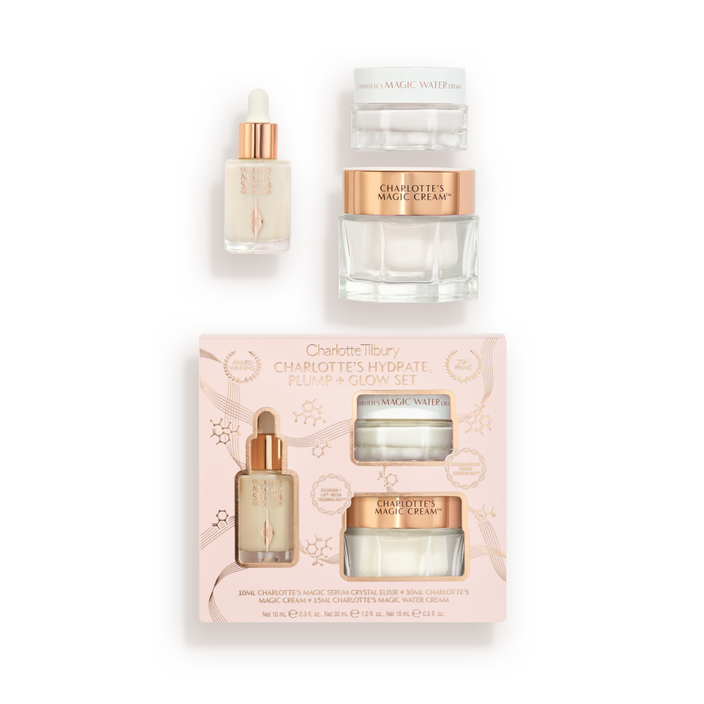 Charlottes Hydrate Plump & Glow Set packshot with products 