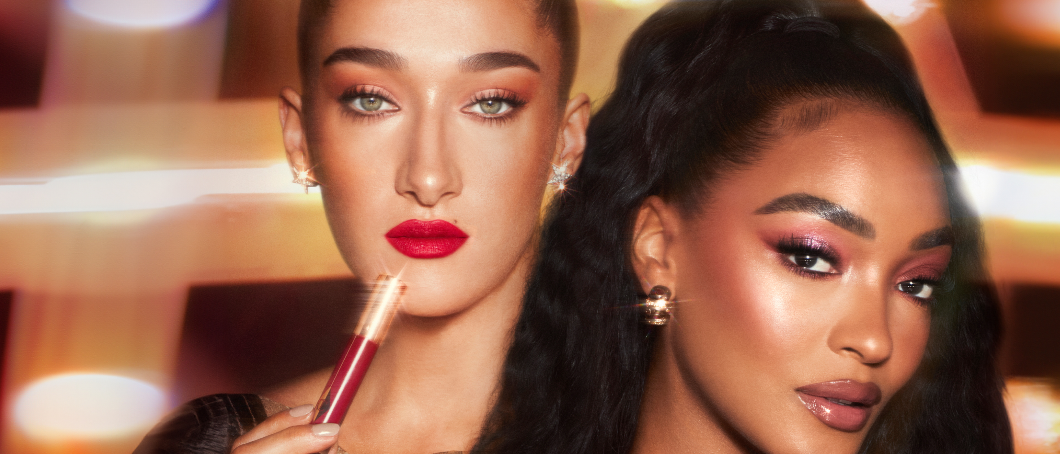 Bella Tilbury and Jourdan Dunn wearing party makeup