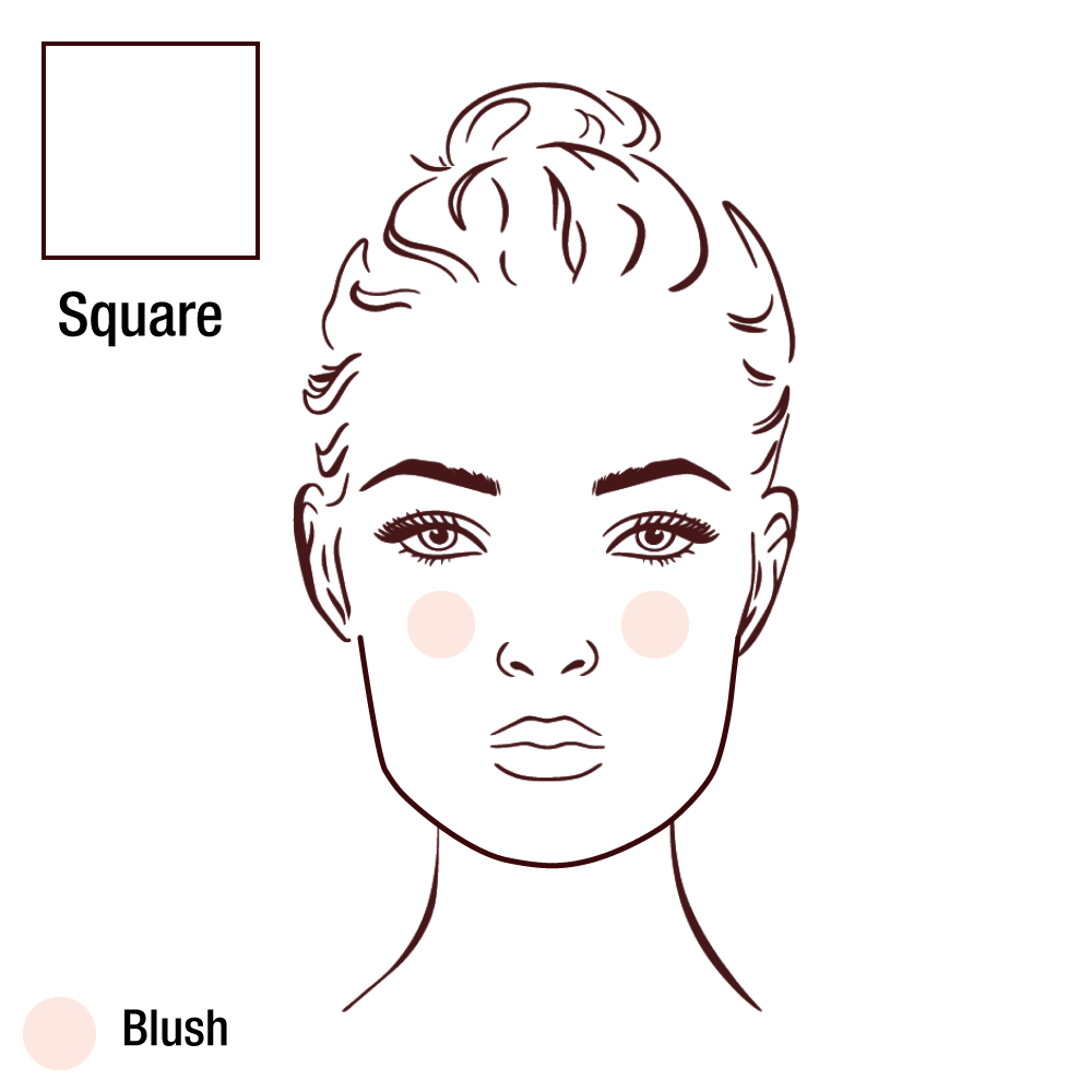 Blush for square face placement