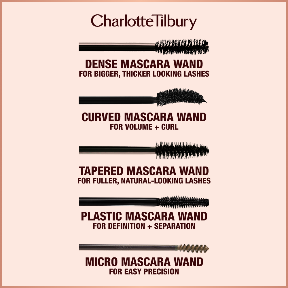 Five different types of mascara wand and the effects they create on your lashes