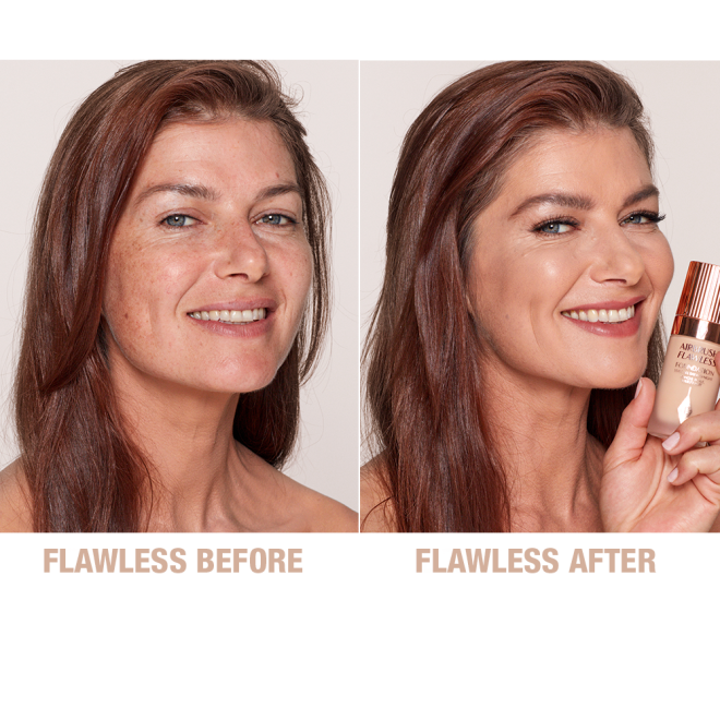 Airbrush Flawless Foundation 7 warm before and after