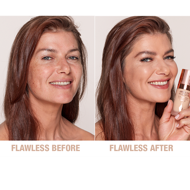 Airbrush Flawless Foundation 7 warm before and after Airbrush Flawless Foundation 7 warm before and after