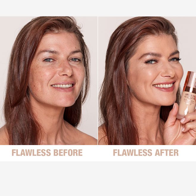 Airbrush Flawless Foundation 7 warm before and after Airbrush Flawless Foundation 7 warm before and after