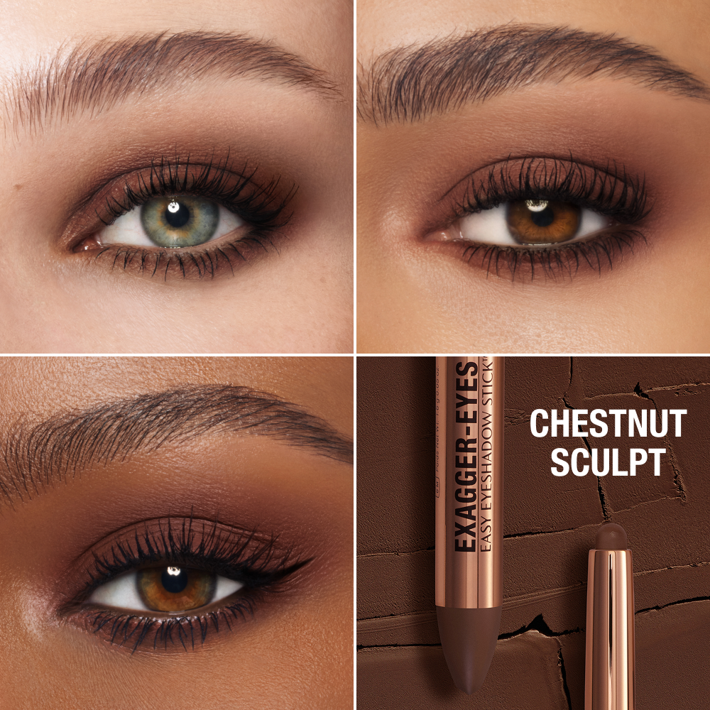 Exagger-eyes Eyeshadow Stick - Chestnut Sculpt Model Close Up Eye Grid 