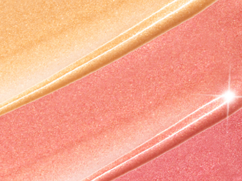 A wallpaper with different liquid highlighters in golden, rose-gold, and warm pink shades.