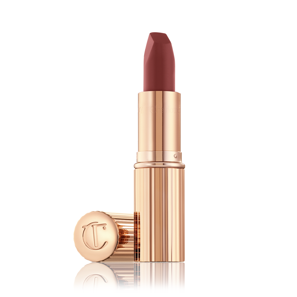 Matte Revolution Lipstick in berry-toned red shade Walk of No Shame