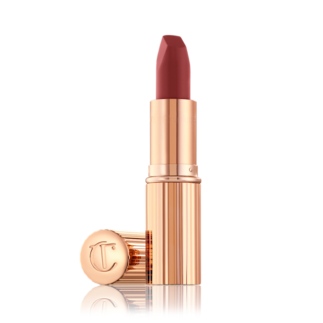 Matte Revolution Lipstick in berry-toned red shade Walk of No Shame