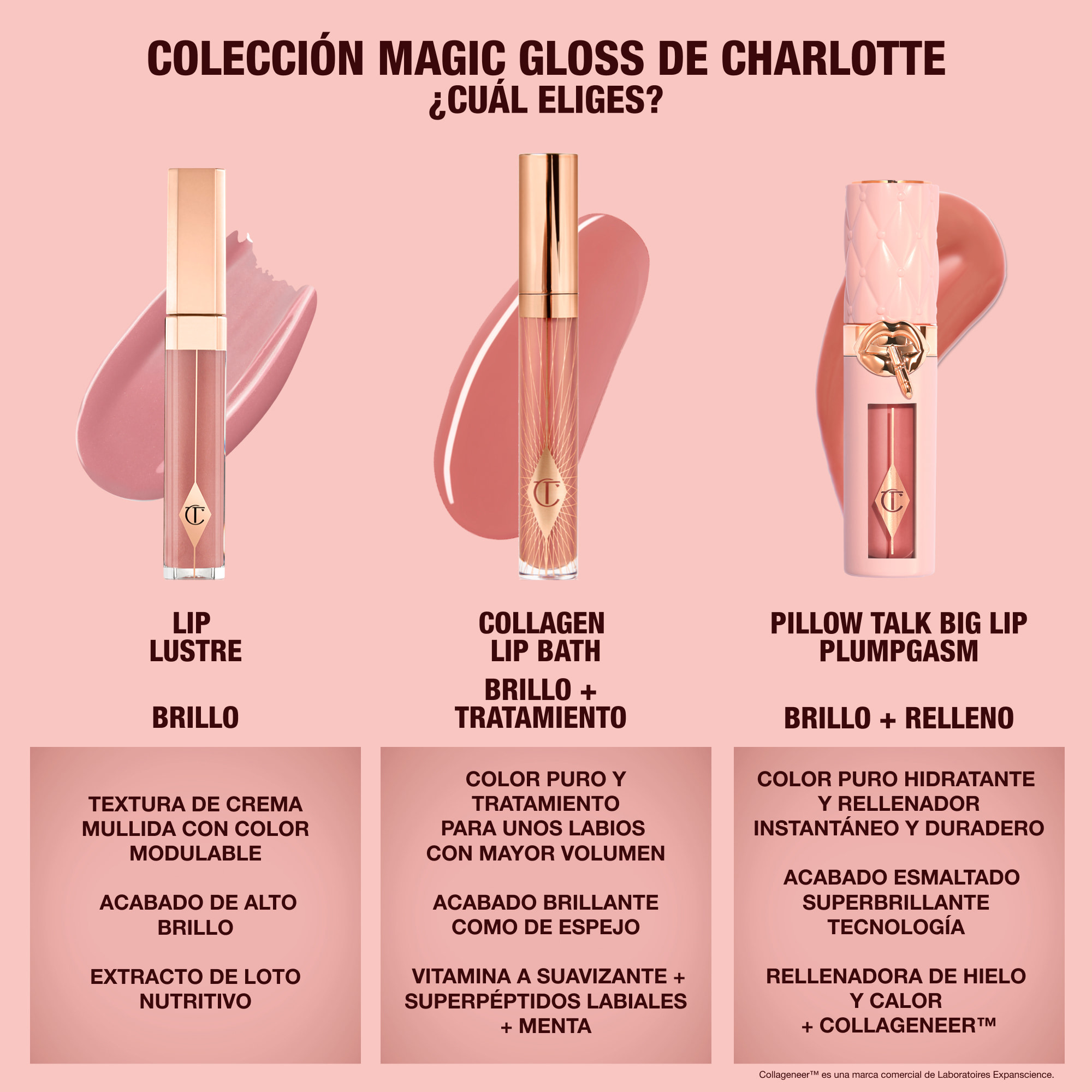 Comparación de brillos labiales: Comparación de Collagen Lip Bath, Lip Lustre y Pillow Talk Plumpgasm 