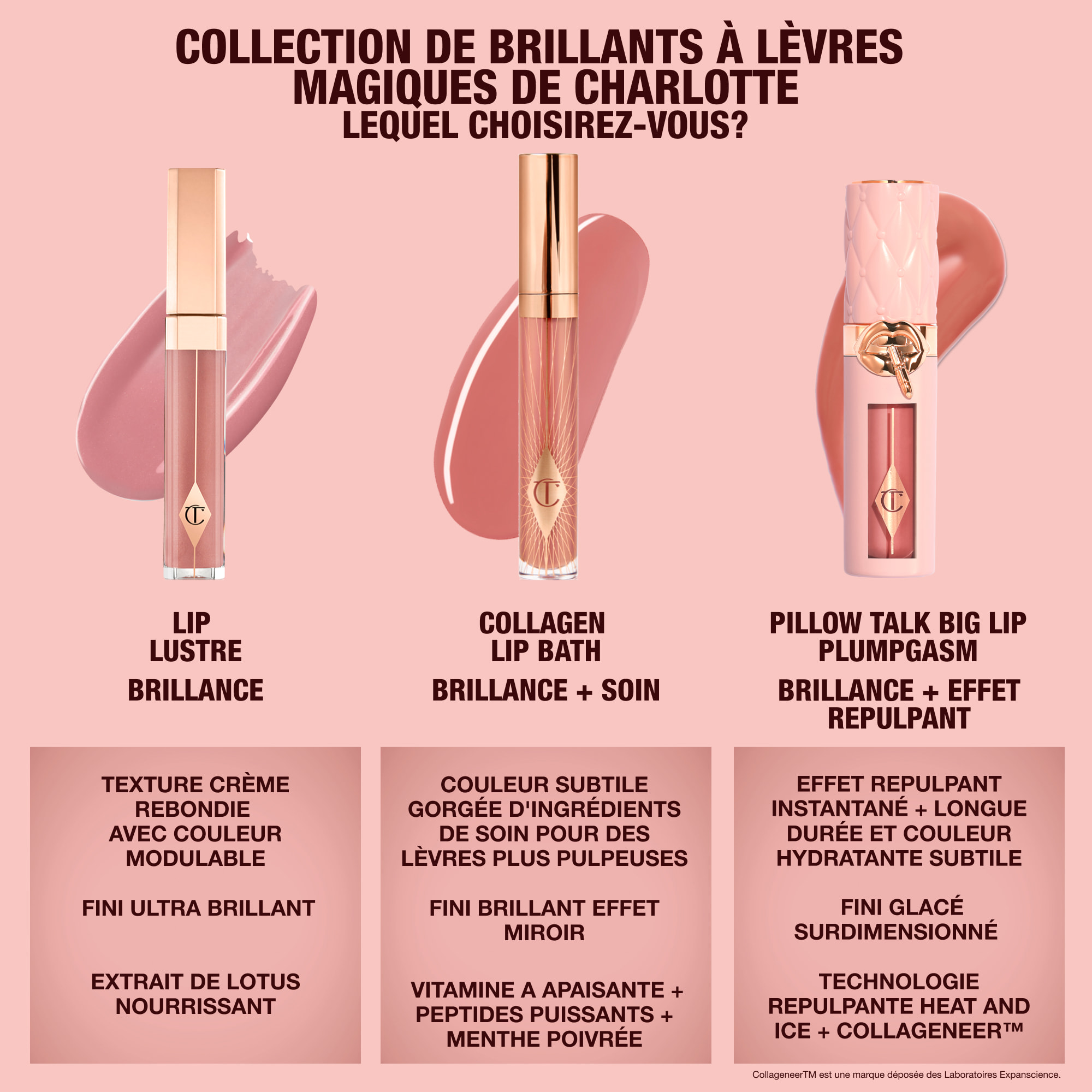 Comparaison du brillant à lèvres : comparaison du Collagen Lip Bath, Lip Lustre et Pillow Talk Plumpgasm 