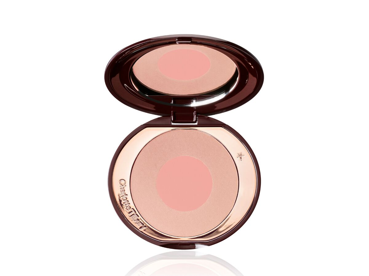 Cheek to Chic blush compact in First Love featuring two shimmering light pink shades