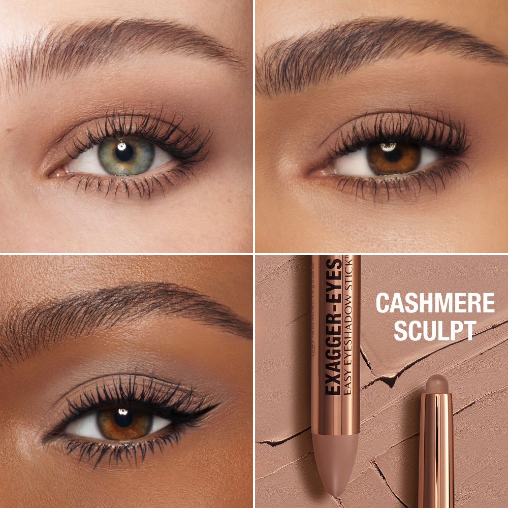Exagger-eyes Eyeshadow Stick - Cashmere Sculpt Model Close Up Eye Grid 