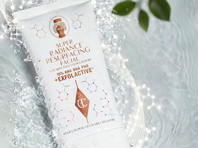 An exfoliating, wash-off, chemical mask in a white-coloured tube with gold-coloured text on it. 