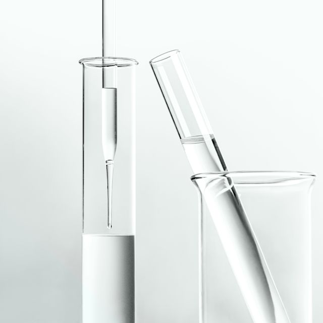 Replexium, a skin-bioavailable complex of two patented peptides, in glass test tubes for testing purpose. 