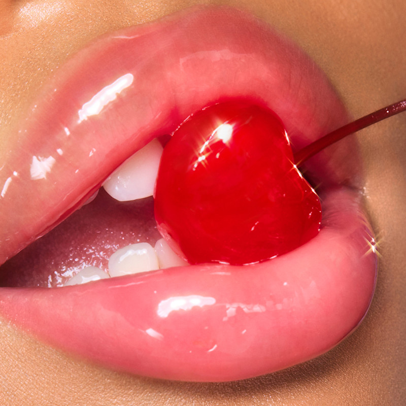 Unreal Lips Healthy Glow Nectar Oil Cherry Glaze tinted lip oil close up